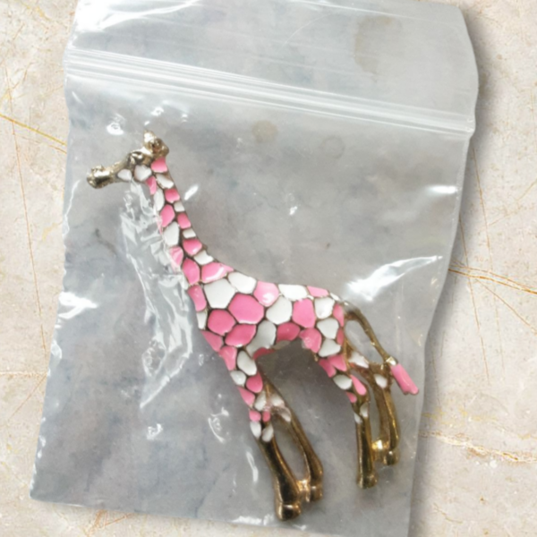 Pink & White Giraffe Brooch